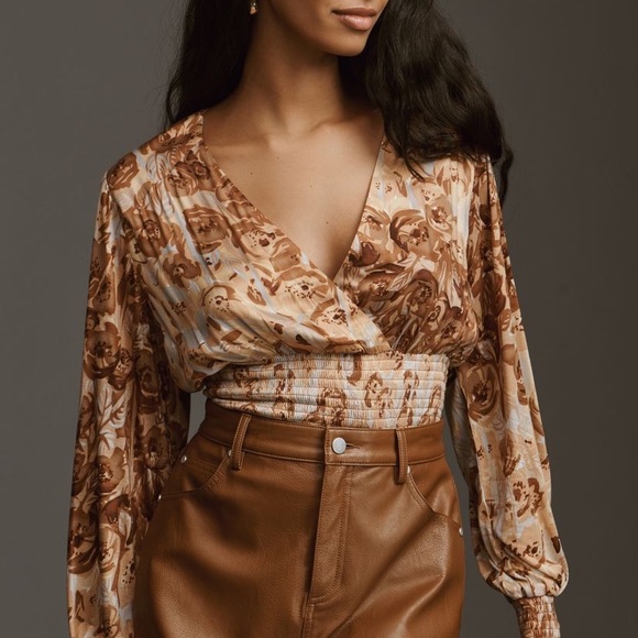 Anthropologie Tiny Valentina Long-Sleeve Printed Surplice Top - Picture 2 of 7